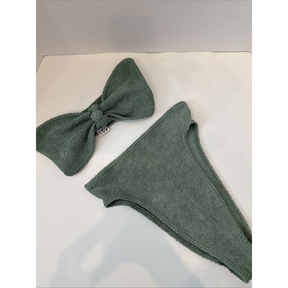 Green Two Piece Strapless Band Top Bikini One Size